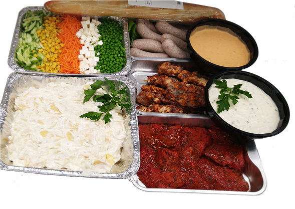 Grillbuffet m. marineret tykstegsbøf