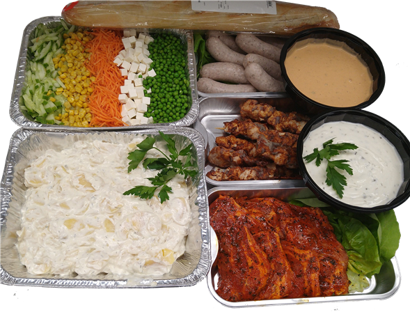 Grillbuffet m. marineret nakkesteak
